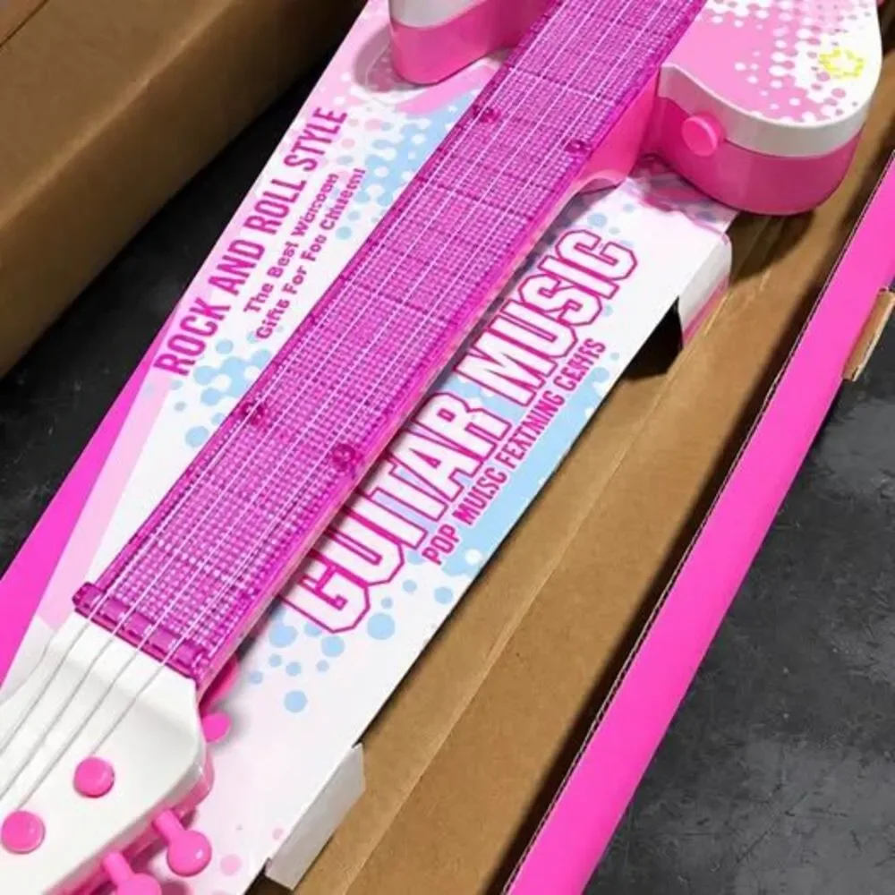 Kids Pink Light-Up Electric Guitar Toy with Music – Ages 3+